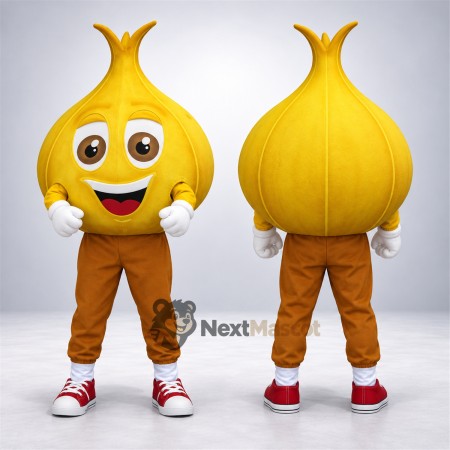 Onion Mascot Costume - Brown Pants and Red Sneakers for Food Festivals Onion Mascot Costume - Brown Pants and Red Sneakers for Food Festivals