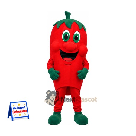 Bell Pepper Mascot Costume - Red, Green Gloves and Shoes for Food Festivals Bell Pepper Mascot Costume - Red, Green Gloves and Shoes for Food Festivals
