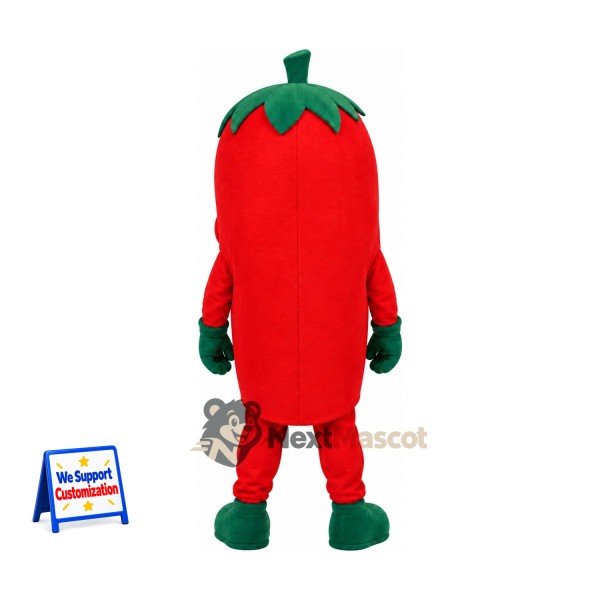 Bell Pepper Mascot Costume - Red, Green Gloves and Shoes for Food Festivals Bell Pepper Mascot Costume - Red, Green Gloves and Shoes for Food Festivals
