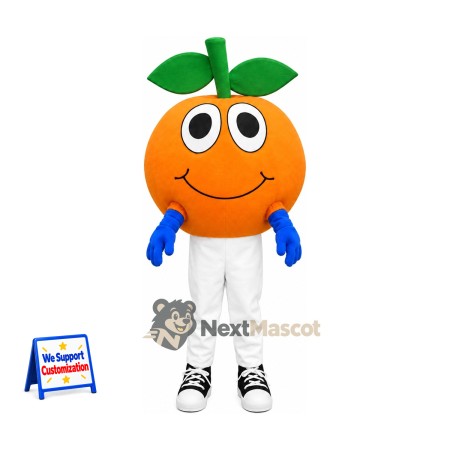 Orange Mascot Costume - White Pants and Blue Gloves for Food Festivals Orange Mascot Costume - White Pants and Blue Gloves for Food Festivals