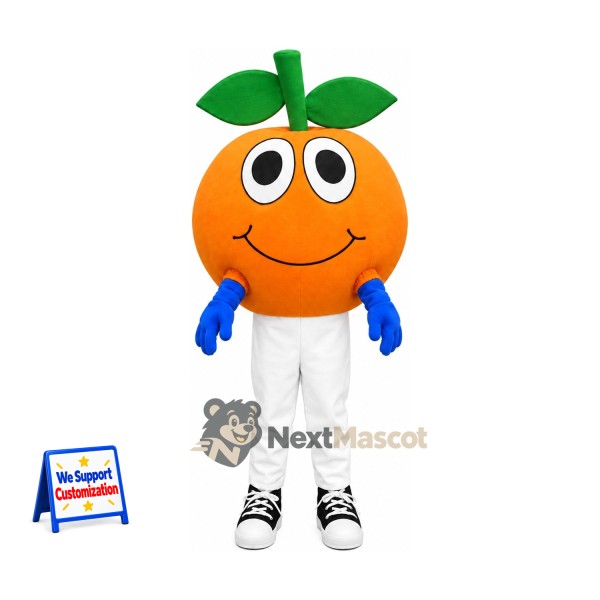 Orange Mascot Costume - White Pants and Blue Gloves for Food Festivals