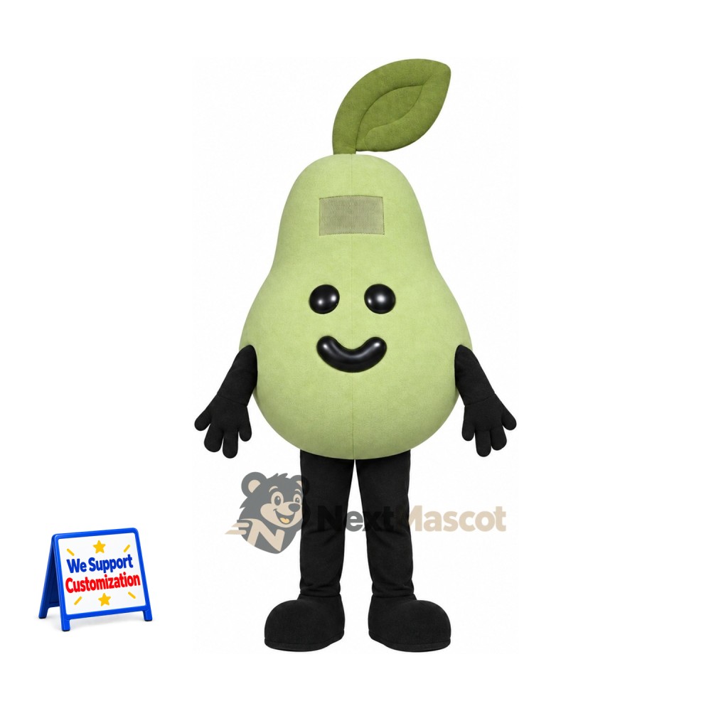 Pear Mascot Costume - Green, Black Arms and Legs Pear Mascot Costume - Green, Black Arms and Legs