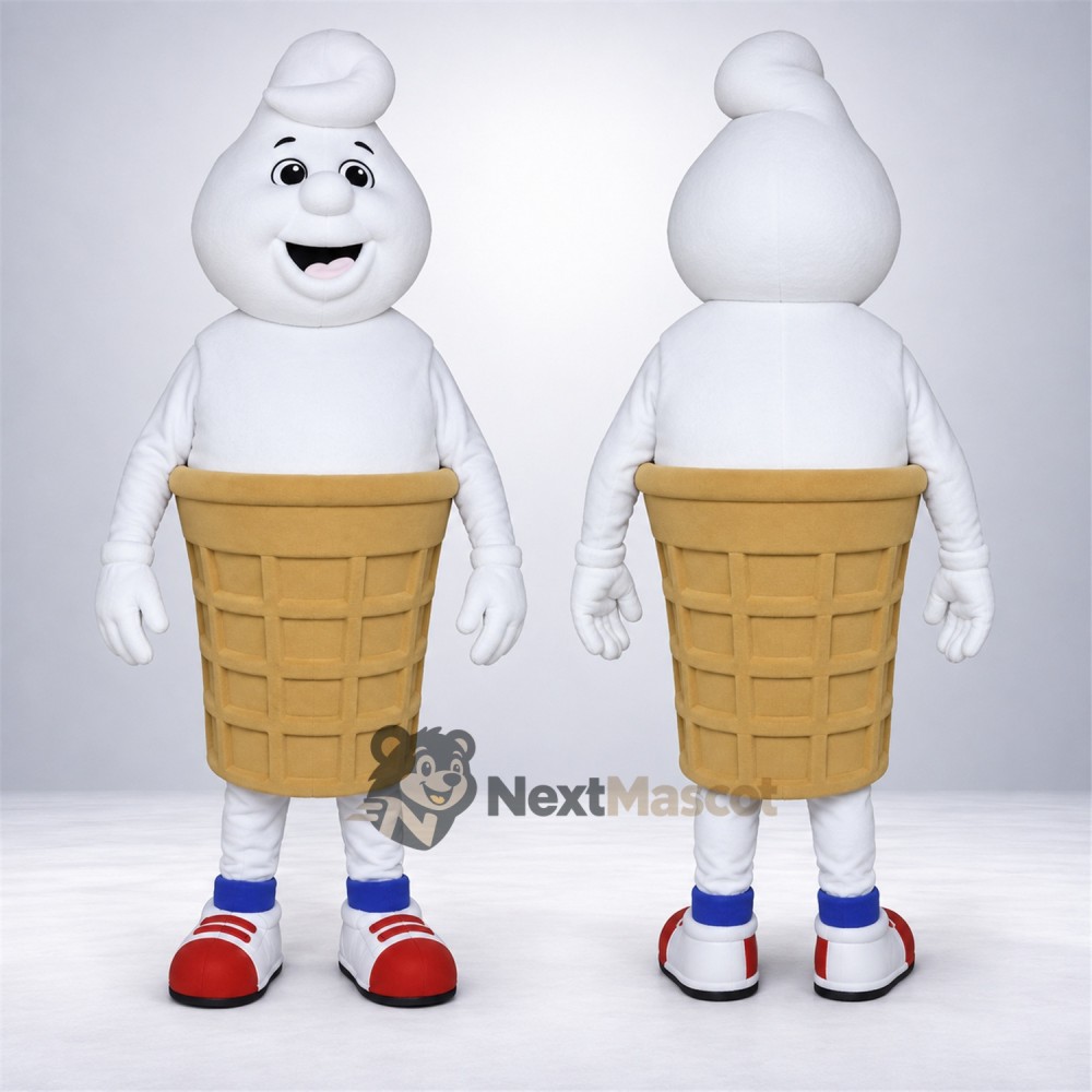 Vanilla Ice Cream Cone Mascot Costume - Red Sneakers Vanilla Ice Cream Cone Mascot Costume - Red Sneakers
