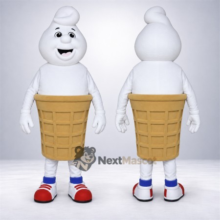 Vanilla Ice Cream Cone Mascot Costume - Red Sneakers Vanilla Ice Cream Cone Mascot Costume - Red Sneakers