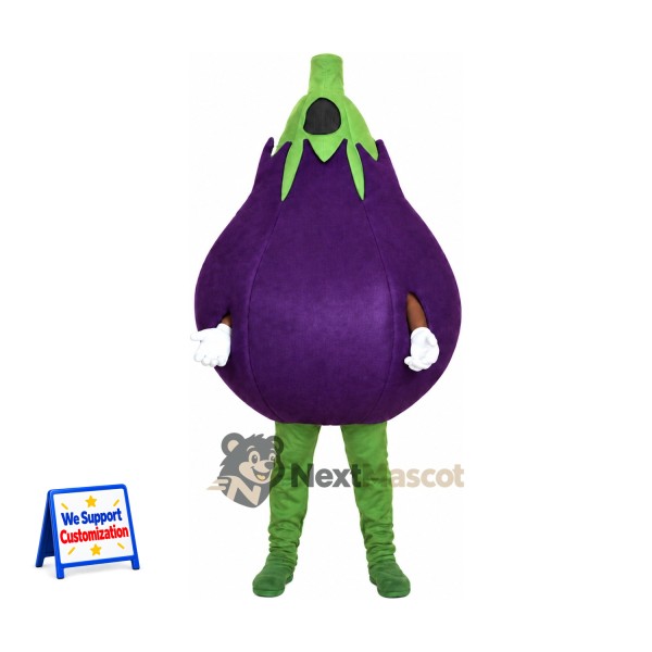 Eggplant Mascot Costume - Purple, Green Legs