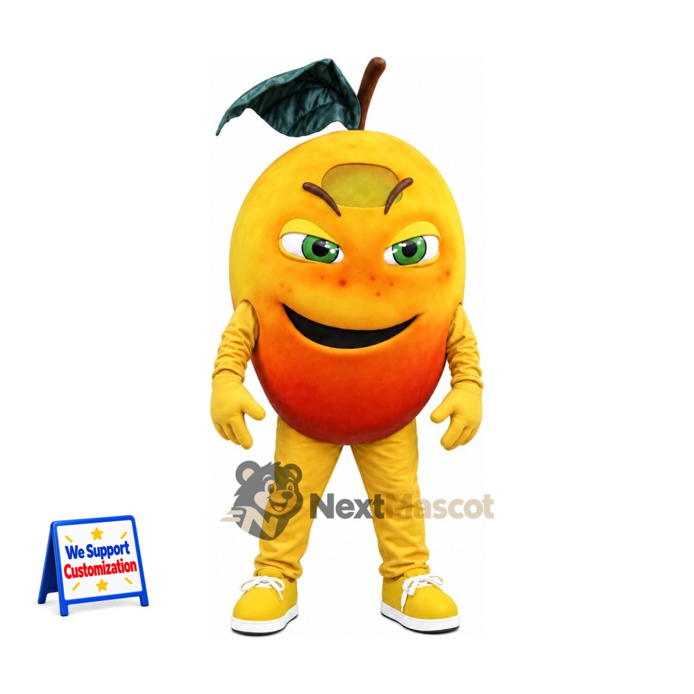 Mango Mascot Costume - Big Smile and Yellow Sneakers Mango Mascot Costume - Big Smile and Yellow Sneakers