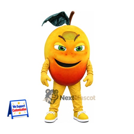 Mango Mascot Costume - Big Smile and Yellow Sneakers Mango Mascot Costume - Big Smile and Yellow Sneakers