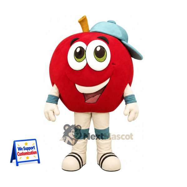 Apple Mascot Costume - Red, Blue Cap