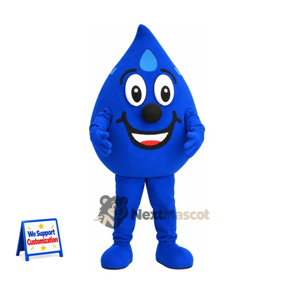 Water Drop Mascot Costume - Blue, Blue Gloves and Boots