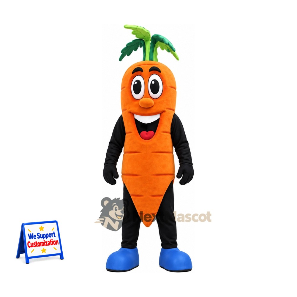Carrot Mascot Costume - Blue Shoes for Food Festivals Carrot Mascot Costume - Blue Shoes for Food Festivals