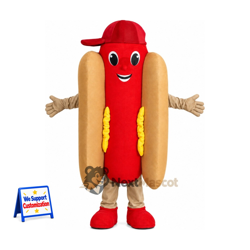 Hot Dog Mascot Costume - Red Cap Hot Dog Mascot Costume - Red Cap
