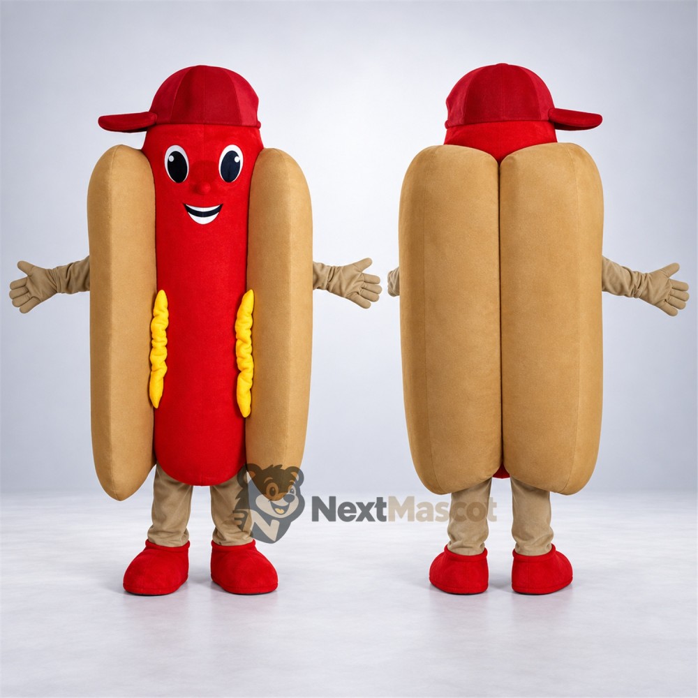Hot Dog Mascot Costume - Red Cap Hot Dog Mascot Costume - Red Cap
