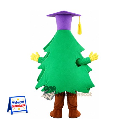 Evergreen Tree Mascot Costume - Graduation Style for School Events Evergreen Tree Mascot Costume - Graduation Style for School Events