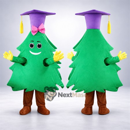 Evergreen Tree Mascot Costume - Graduation Style for School Events Evergreen Tree Mascot Costume - Graduation Style for School Events