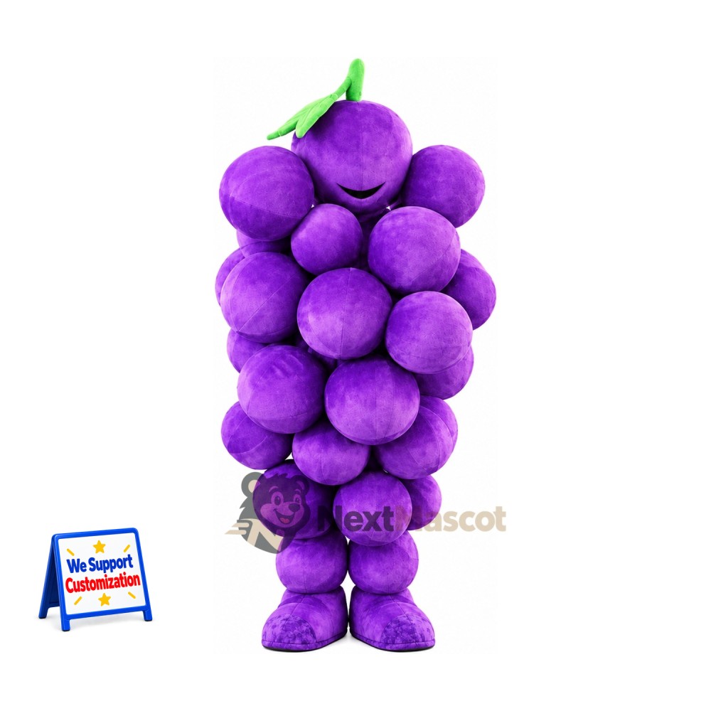 Grapes Mascot Costume - Purple, Purple Shoes for Food Festivals Grapes Mascot Costume - Purple, Purple Shoes for Food Festivals