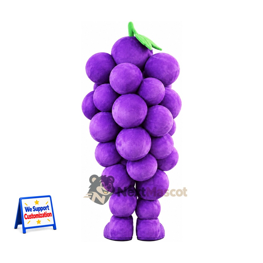 Grapes Mascot Costume - Purple, Purple Shoes for Food Festivals Grapes Mascot Costume - Purple, Purple Shoes for Food Festivals