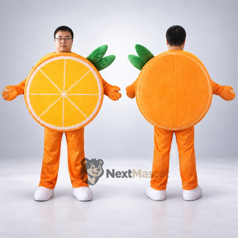 Orange Slice Mascot Costume - Open Face for Food Festivals Orange Slice Mascot Costume - Open Face for Food Festivals