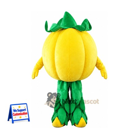 Jack O Lantern Mascot Costume - Yellow Face and Green Leaf Pants Jack O Lantern Mascot Costume - Yellow Face and Green Leaf Pants