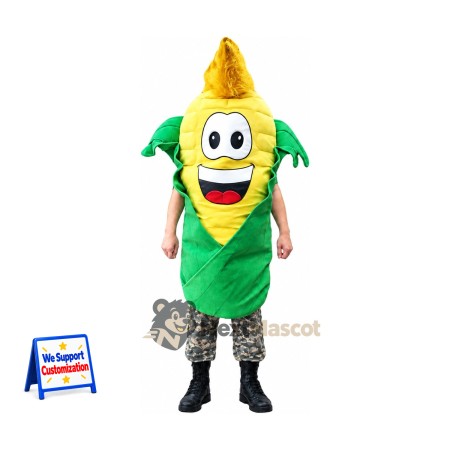Corn Mascot Costume - Big Smile and Green Shirt