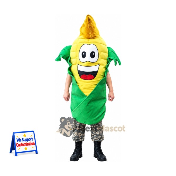 Corn Mascot Costume - Big Smile and Green Shirt
