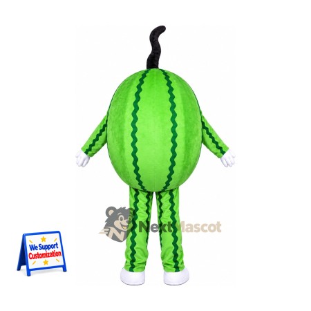 Watermelon Mascot Costume - Green Stripes and White Shoes for Food Fairs Watermelon Mascot Costume - Green Stripes and White Shoes for Food Fairs