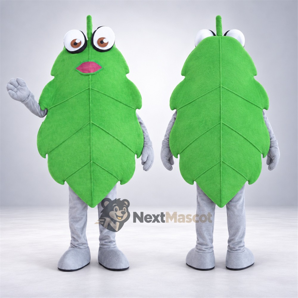 Leaf Mascot Costume - Green, Gray Arms and Legs for Community Events Leaf Mascot Costume - Green, Gray Arms and Legs for Community Events