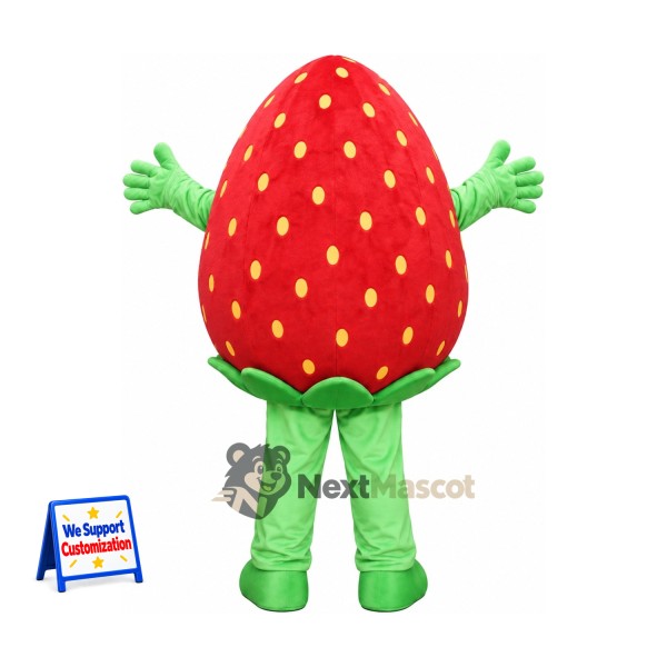 Strawberry Mascot Costume - Human Face and Green Legs for Restaurant Events Strawberry Mascot Costume - Human Face and Green Legs for Restaurant Events