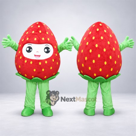 Strawberry Mascot Costume - Human Face and Green Legs for Restaurant Events Strawberry Mascot Costume - Human Face and Green Legs for Restaurant Events