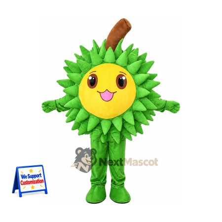 Durian Mascot Costume - Green, Yellow Face