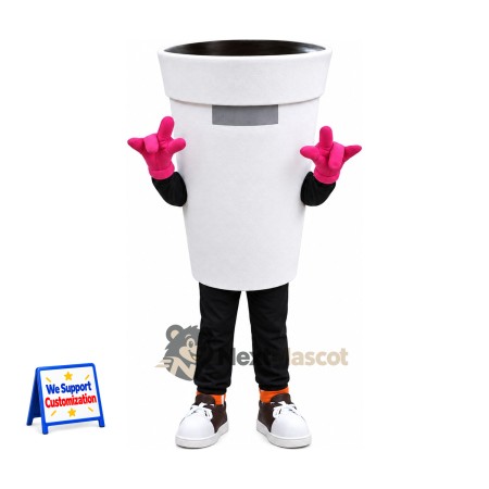 Coffee Cup Mascot Costume - White Coffee Cup Mascot Costume - White