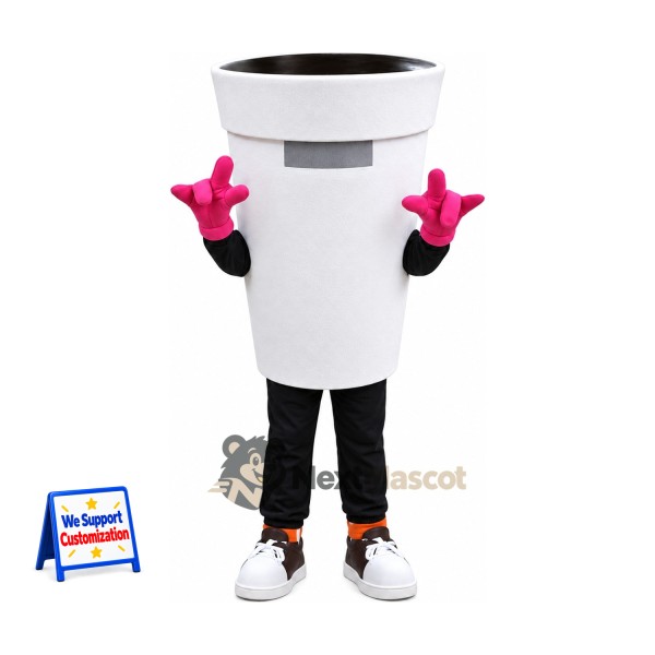 Coffee Cup Mascot Costume - White