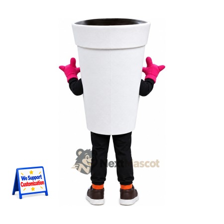 Coffee Cup Mascot Costume - White Coffee Cup Mascot Costume - White
