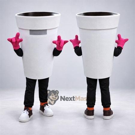 Coffee Cup Mascot Costume - White Coffee Cup Mascot Costume - White
