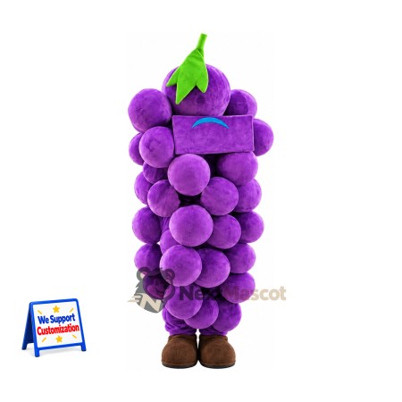 Grapes Mascot Costume - Purple, Brown Shoes