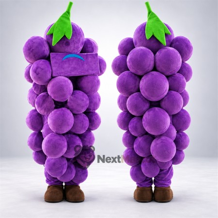 Grapes Mascot Costume - Purple, Brown Shoes
