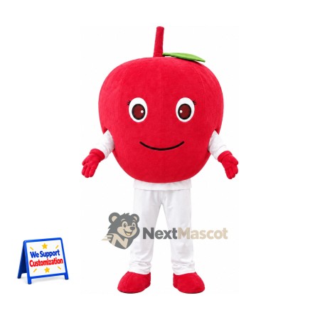 Apple Mascot Costume - Red, White Pants and Red Stem for Food Festivals
