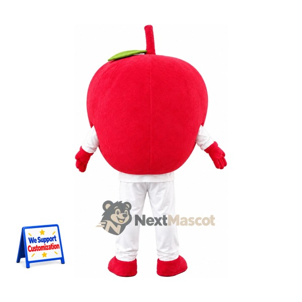Apple Mascot Costume - Red, White Pants and Red Stem for Food Festivals Apple Mascot Costume - Red, White Pants and Red Stem for Food Festivals