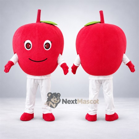 Apple Mascot Costume - Red, White Pants and Red Stem for Food Festivals