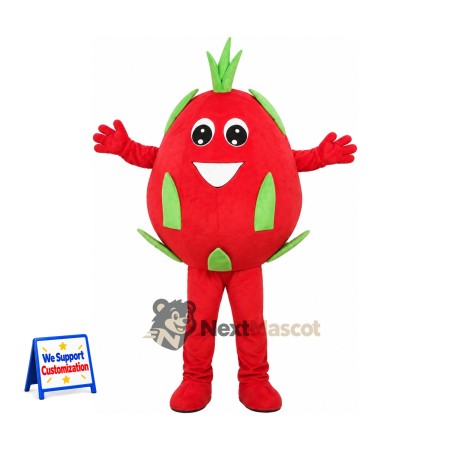 Dragon Fruit Mascot Costume - Red, Green Scales Dragon Fruit Mascot Costume - Red, Green Scales