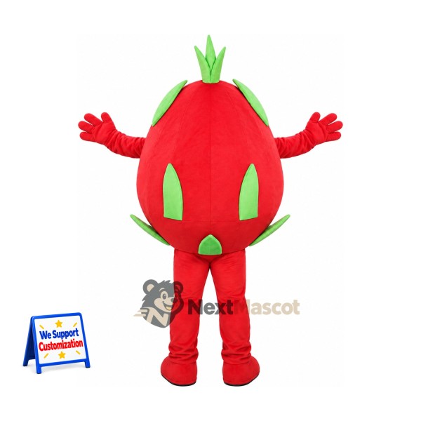 Dragon Fruit Mascot Costume - Red, Green Scales Dragon Fruit Mascot Costume - Red, Green Scales
