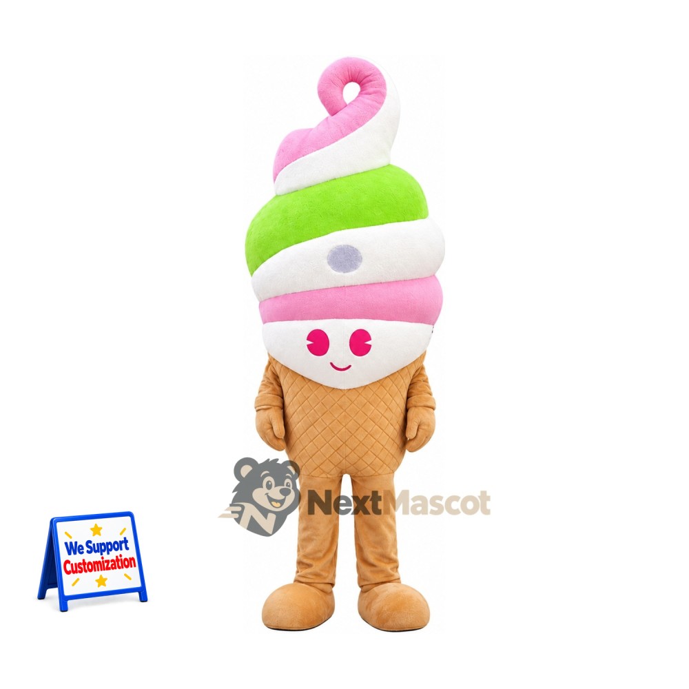 Ice Cream Cone Mascot Costume - Rainbow, Tan Legs Ice Cream Cone Mascot Costume - Rainbow, Tan Legs