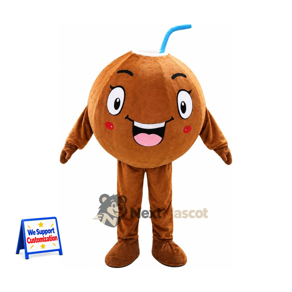 Coconut Drink Mascot Costume - Blue Straw Coconut Drink Mascot Costume - Blue Straw