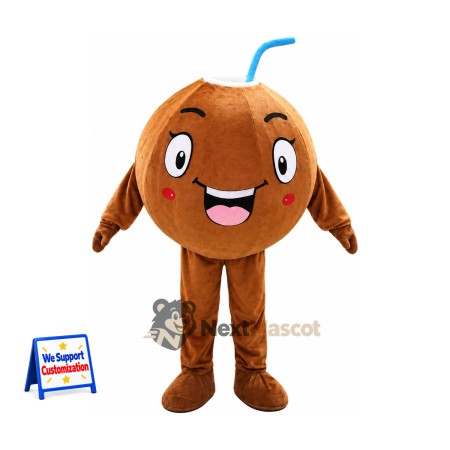 Coconut Drink Mascot Costume - Blue Straw Coconut Drink Mascot Costume - Blue Straw
