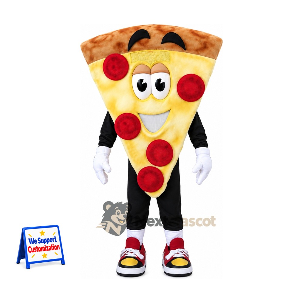 Pizza Slice Mascot Costume - Red Sneakers Pizza Slice Mascot Costume - Red Sneakers