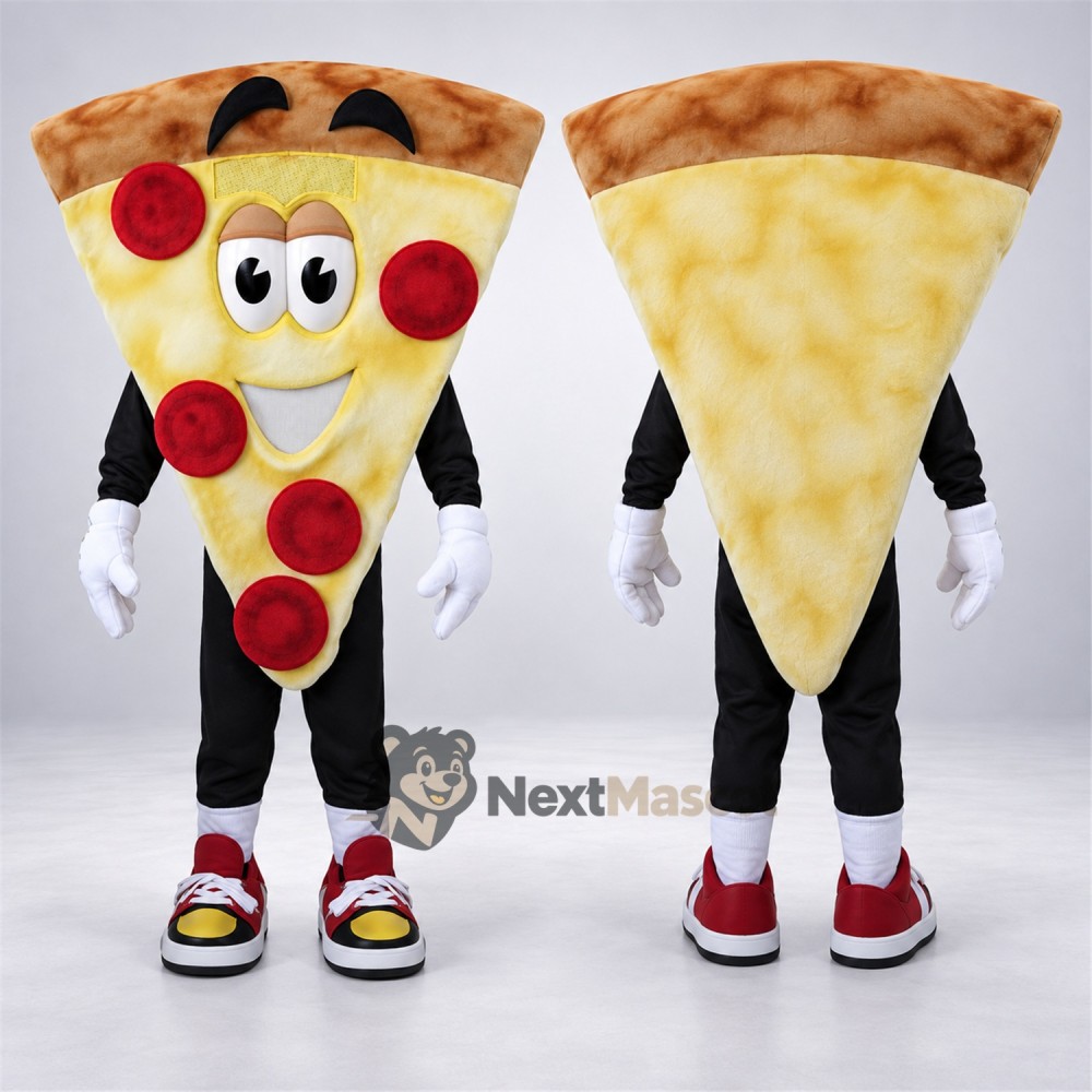 Pizza Slice Mascot Costume - Red Sneakers Pizza Slice Mascot Costume - Red Sneakers