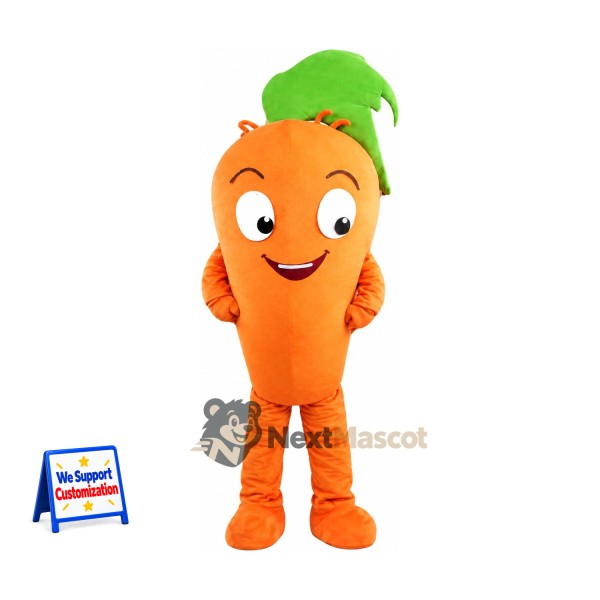 Carrot Mascot Costume - Large Green Leaves