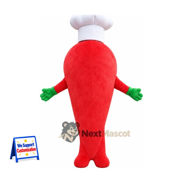 Chili Pepper Mascot Costume - Chef Style, Red for Food Festivals Chili Pepper Mascot Costume - Chef Style, Red for Food Festivals