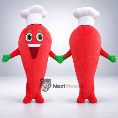 Chili Pepper Mascot Costume - Chef Style, Red for Food Festivals