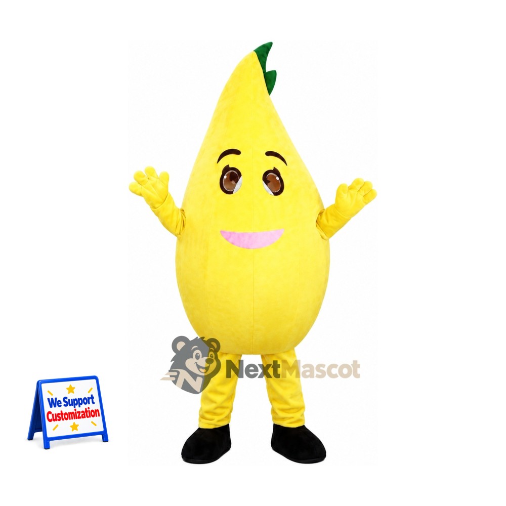 Pear Mascot Costume - Pink Smile and Black Shoes Pear Mascot Costume - Pink Smile and Black Shoes