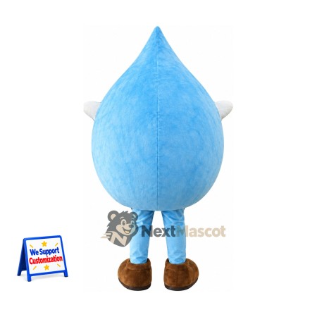 Water Drop Mascot Costume - Blue, Eyelashes and Brown Shoes Water Drop Mascot Costume - Blue, Eyelashes and Brown Shoes